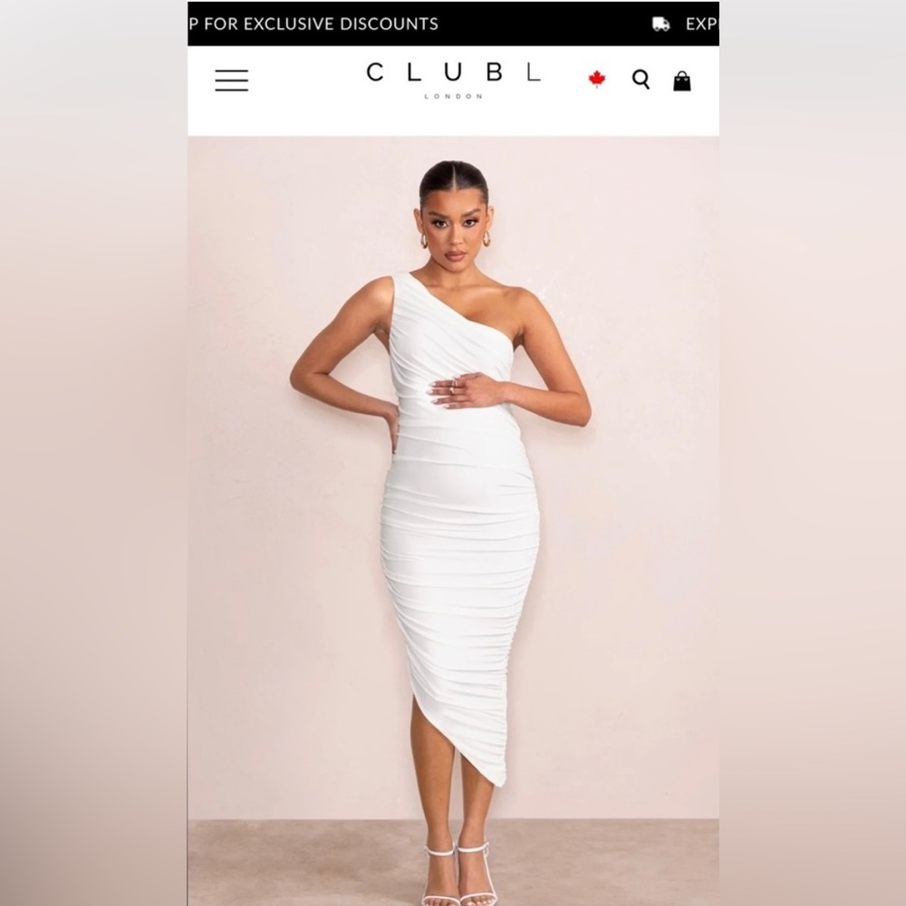 NWT Club L London White Maternity Ruched One Shoulder Midi Dress
